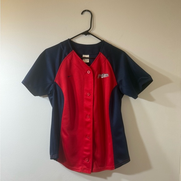 Nike MLB Kids Red and Blue Button-Down Shirt - Picture 1 of 7
